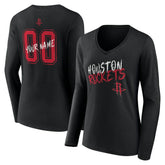 Houston Rockets Women's Hustle Custom Long Sleeve V-Neck T-Shirt - Black shop