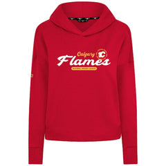 Calgary Flames Levelwear Women's Sweet Monument Tri-Blend Cropped Pullover Hoodie