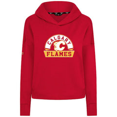 Calgary Flames Levelwear Women's Sweet Banner Arch Tri-Blend Cropped Pullover Hoodie