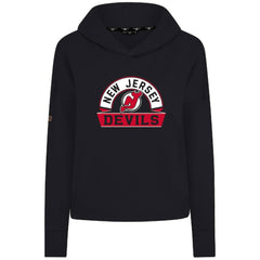 New Jersey Devils Levelwear Women's Sweet Banner Arch Tri-Blend Cropped Pullover Hoodie
