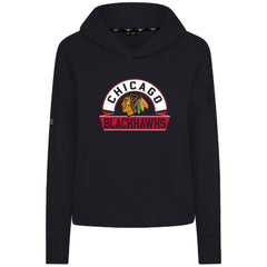 Chicago Blackhawks Levelwear Women's Sweet Banner Arch Tri-Blend Cropped Pullover Hoodie