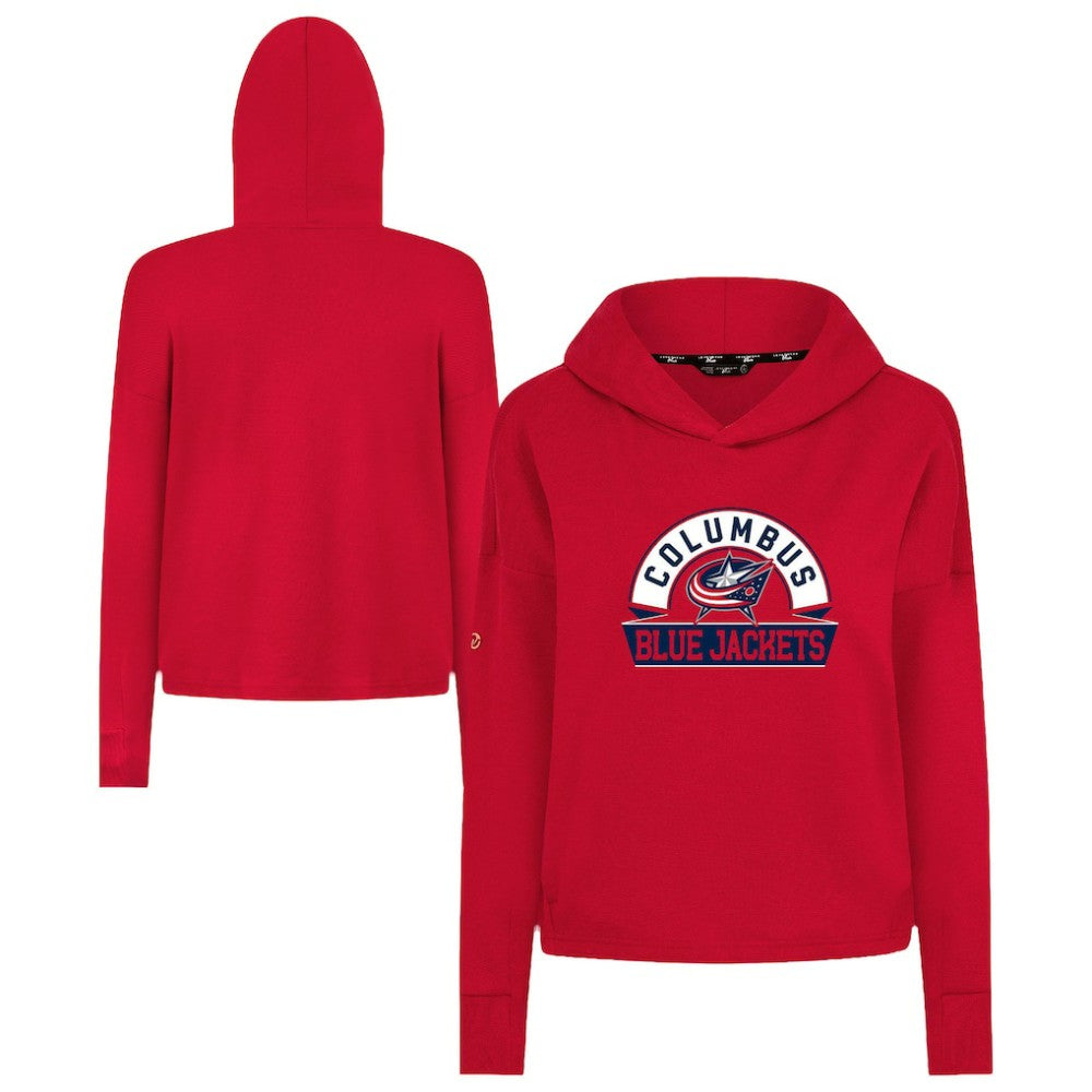 Columbus Blue Jackets Levelwear Women's Sweet Banner Arch Tri-Blend Cropped Pullover Hoodie