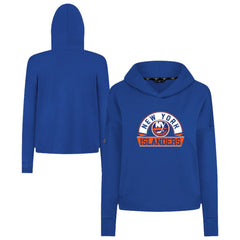 New York Islanders Levelwear Women's Sweet Banner Arch Tri-Blend Cropped Pullover Hoodie