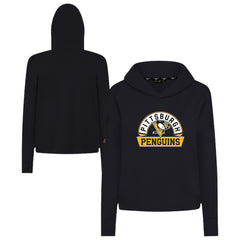 Pittsburgh Penguins Levelwear Women's Sweet Banner Arch Tri-Blend Cropped Pullover Hoodie