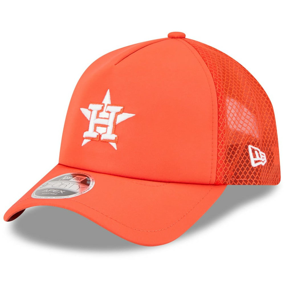 Houston Astros 2026 Batting Practice Apex 9FORTY Adjustable Trucker Hat - Orange | New Era