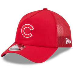 Chicago Cubs 2026 Batting Practice Apex 9FORTY Adjustable Trucker Hat - Red | New Era