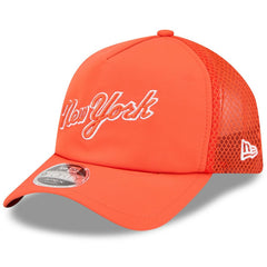 New York Mets 2026 Batting Practice Apex 9FORTY Adjustable Trucker Hat - Orange | New Era