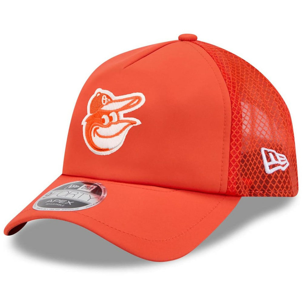 Baltimore Orioles 2026 Batting Practice Apex 9FORTY Adjustable Trucker Hat - Orange | New Era