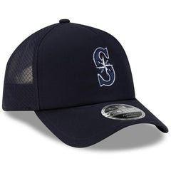 Seattle Mariners 2026 Batting Practice Apex 9FORTY Adjustable Trucker Hat - Navy | New Era
