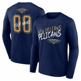 New Orleans Pelicans Hustle Custom Long Sleeve T-Shirt - Navy sale