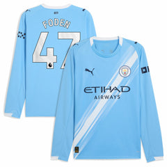 Phil Foden Manchester City 2025/26 Home Replica Long Sleeve Player Jersey / Soccer Hot sale