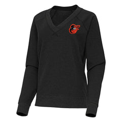 Baltimore Orioles Antigua Women's Varsity Tri-Blend V-Neck Long Sleeve T-Shirt - Heather Black