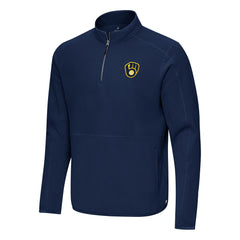 Milwaukee Brewers Antigua Step Up Quarter-Zip Pullover - Navy