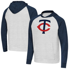 Minnesota Twins Antigua Urgent Pullover Hoodie - Heather Navy/Gray