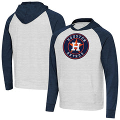 Houston Astros Antigua Urgent Pullover Hoodie - Heather Navy/Gray