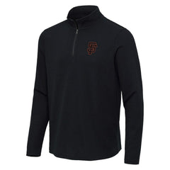 San Francisco Giants Antigua Sync Tri-Blend Quarter-Zip Pullover - Heather Black