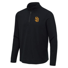 San Diego Padres Antigua Sync Tri-Blend Quarter-Zip Pullover - Heather Black