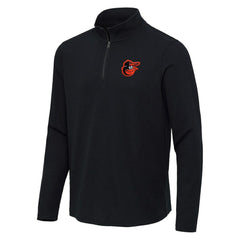 Baltimore Orioles Antigua Sync Tri-Blend Quarter-Zip Pullover - Heather Black