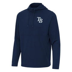 Tampa Bay Rays Antigua Connected Quarter-Zip Pullover Hoodie - Navy