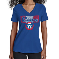 Chicago Cubs Starter Women's Team Color Shading V-Neck T-Shirt - Royal