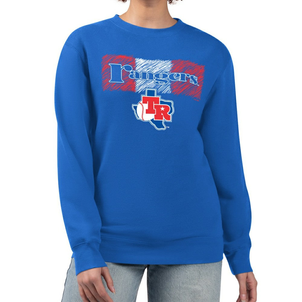 Texas Rangers Starter Women's Team Color Shading Fleece Pullover Sweatshirt - Royal