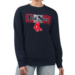 Boston Red Sox Starter Women's Team Color Shading Fleece Pullover Sweatshirt - Navy