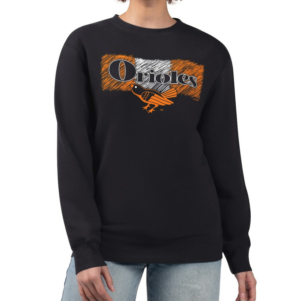 Baltimore Orioles Starter Women's Team Color Shading Fleece Pullover Sweatshirt - Black