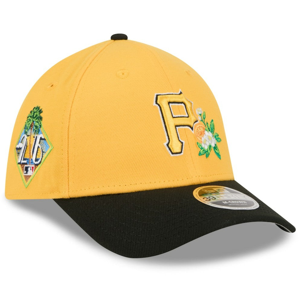 Pittsburgh Pirates 2026 Spring Training M-Crown 39THIRTY Flex Hat - Gold/Black | New Era