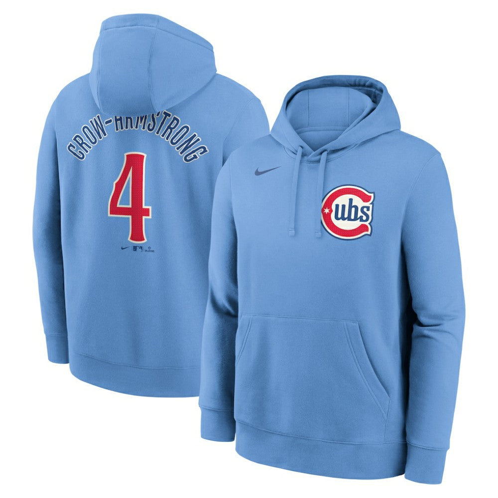 Pete Crow-Armstrong Chicago Cubs Player Name & Number Club Fleece Pullover Hoodie - Light Blue | Nike