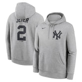 Derek Jeter New York Yankees Player Name & Number Club Fleece Pullover Hoodie - Heather Gray | Nike