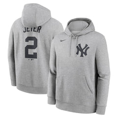 Derek Jeter New York Yankees Player Name & Number Club Fleece Pullover Hoodie - Heather Gray | Nike