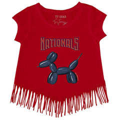Washington Nationals Tiny Turnip Girls Youth Balloon Dog Fringe T-Shirt - Red