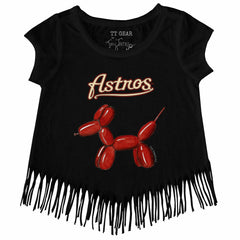 Houston Astros Tiny Turnip Girls Youth Balloon Dog Fringe T-Shirt - Black