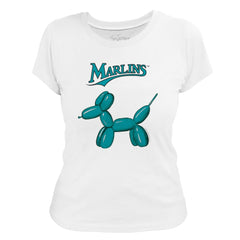 Miami Marlins Tiny Turnip Women's Balloon Dog T-Shirt - White