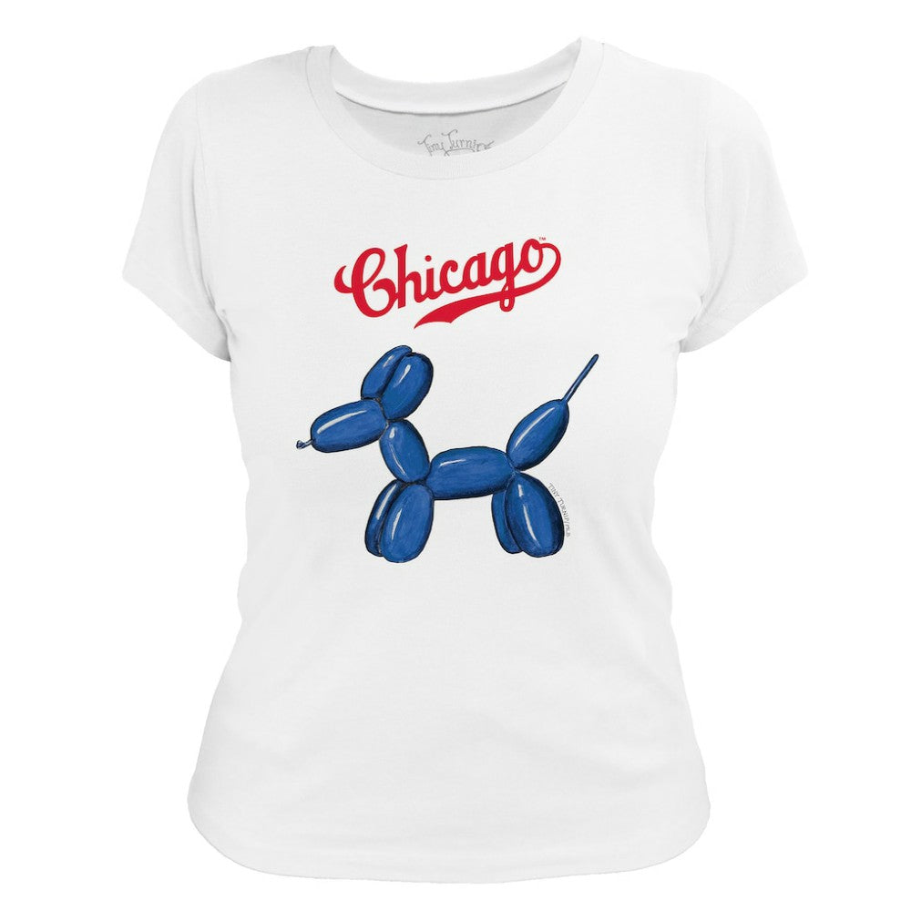 Chicago Cubs Tiny Turnip Women's Balloon Dog T-Shirt - White