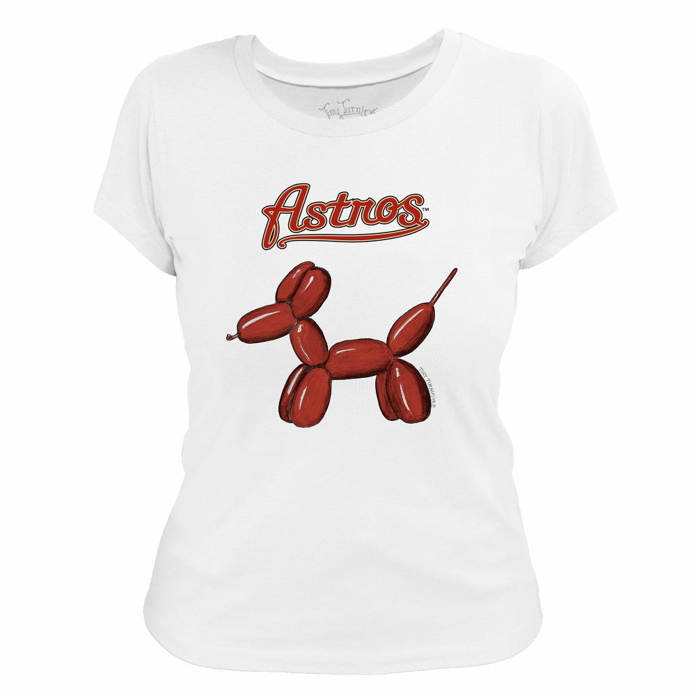 Houston Astros Tiny Turnip Women's Balloon Dog T-Shirt - White