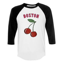 Boston Red Sox Tiny Turnip Women's Cherries 3/4-Sleeve Raglan Baseball T-Shirt - White