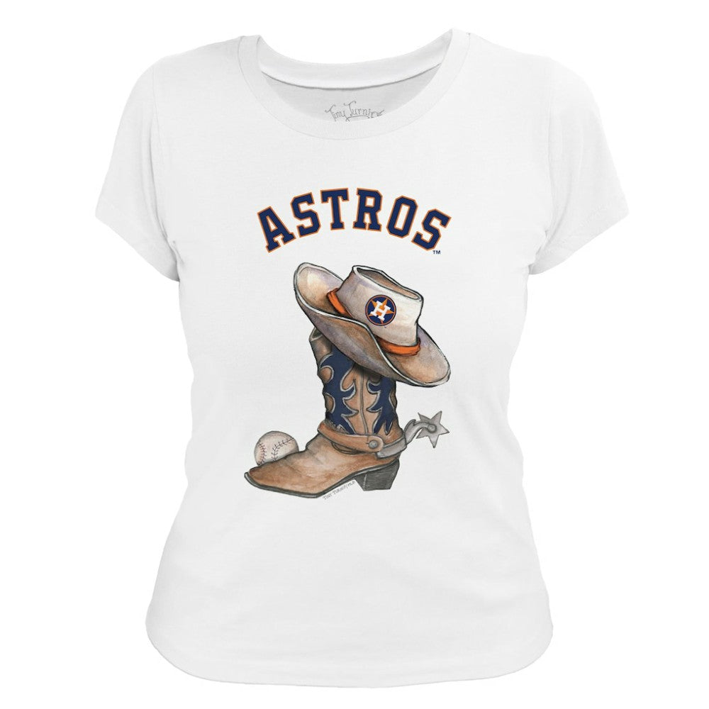Houston Astros Tiny Turnip Women's Cowboy Boot T-Shirt - White