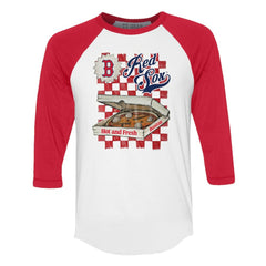 Boston Red Sox Tiny Turnip Women's Pizza 3/4-Sleeve Raglan Baseball T-Shirt - White/Red