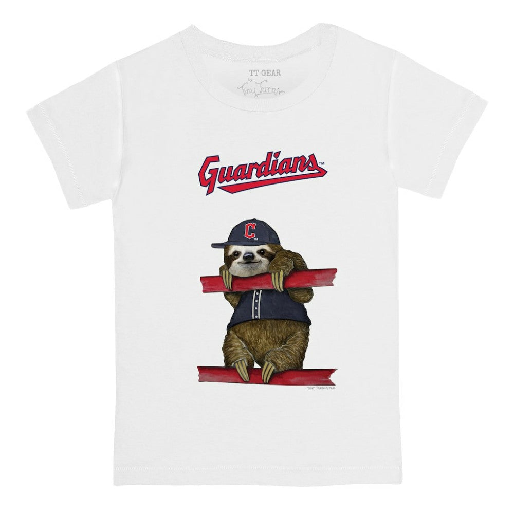 Cleveland Guardians Tiny Turnip Youth Sloth T-Shirt - White