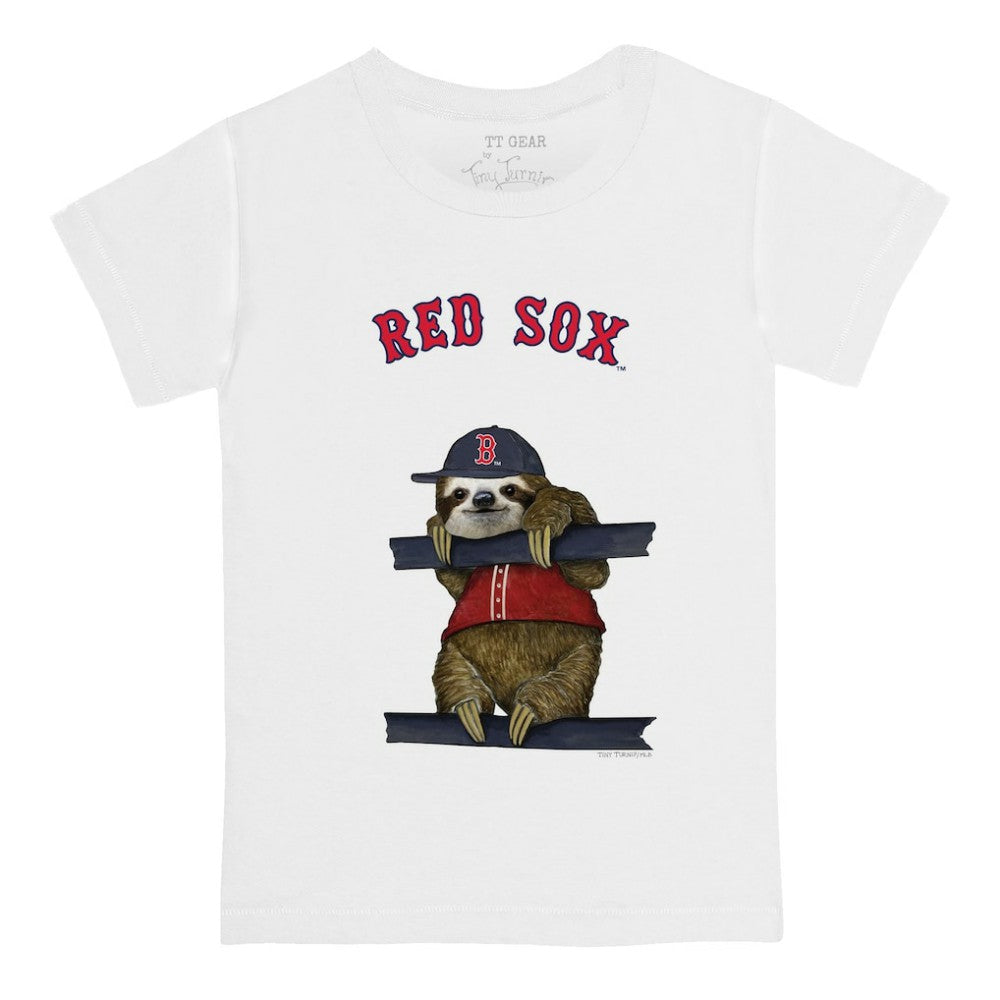 Boston Red Sox Tiny Turnip Youth Sloth T-Shirt - White