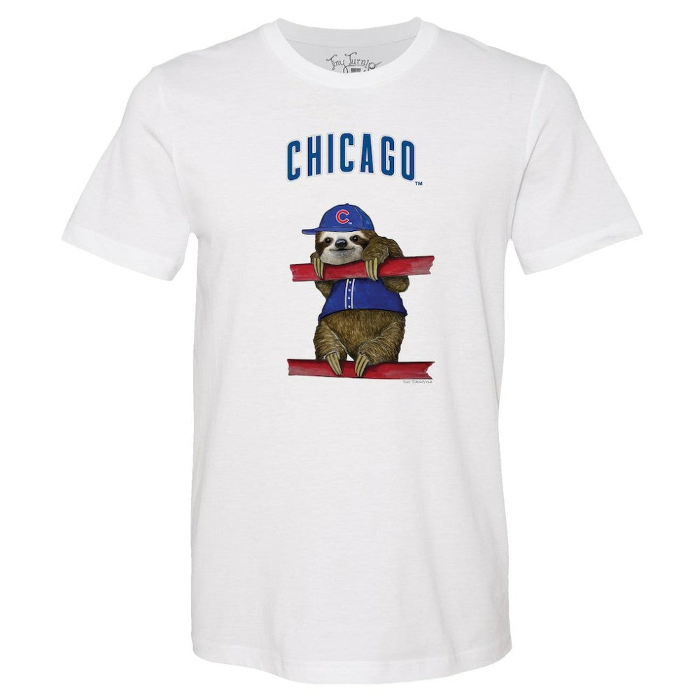 Chicago Cubs Tiny Turnip Unisex Sloth T-Shirt - White