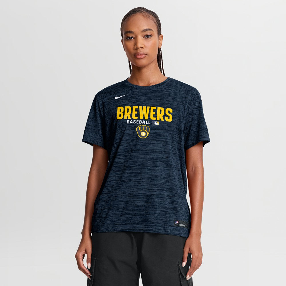 Milwaukee Brewers Women's Authentic Collection Velocity Dri-FIT T-Shirt - Navy | Nike