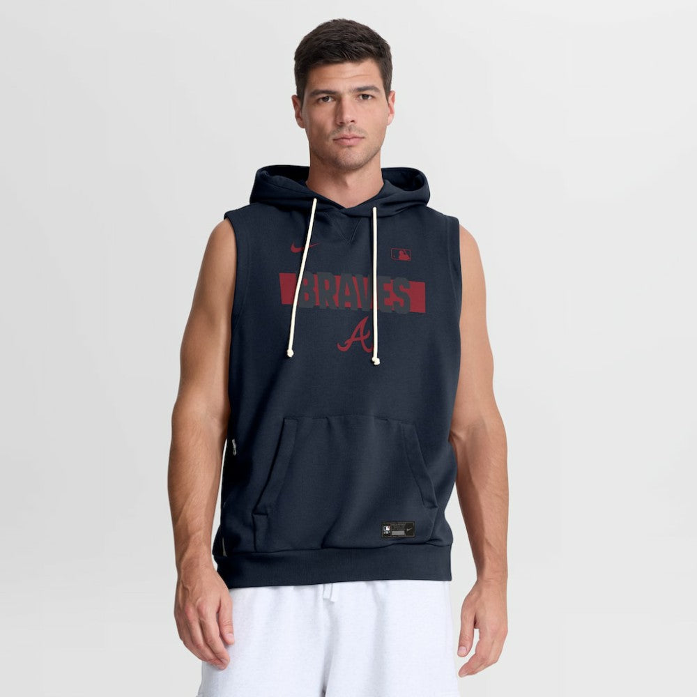Atlanta Braves Authentic Collection Standard Issue Dri-FIT Sleeveless Hoodie - Navy | Nike