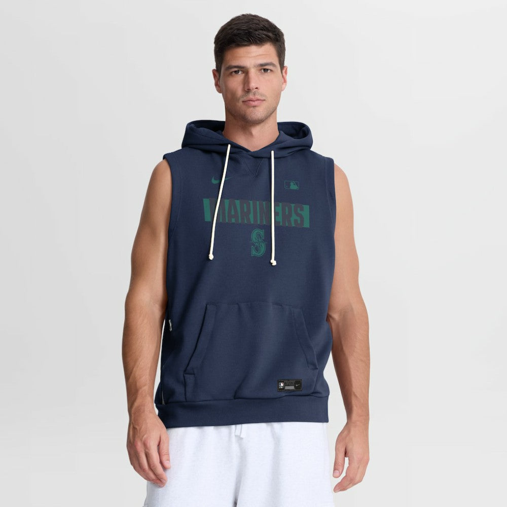 Seattle Mariners Authentic Collection Standard Issue Dri-FIT Sleeveless Hoodie - Navy | Nike