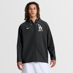 Los Angeles Dodgers Authentic Collection Raglan Therma-FIT Full-Zip Hooded Jacket - Black | Nike