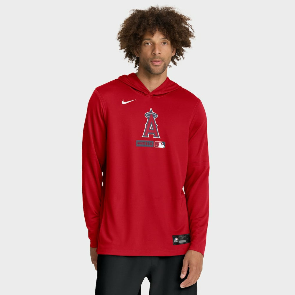 Los Angeles Angels Authentic Collection Dri-FIT Long Sleeve Hooded T-Shirt - Red | Nike