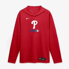 Philadelphia Phillies Authentic Collection Dri-FIT Long Sleeve Hooded T-Shirt - Red | Nike