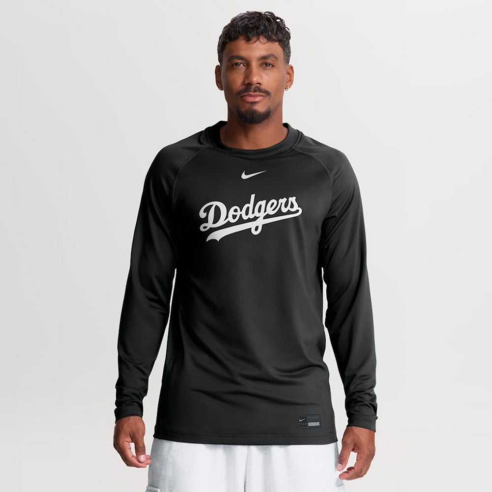 Los Angeles Dodgers Authentic Collection Game Time Raglan Long Sleeve T-Shirt - Black | Nike