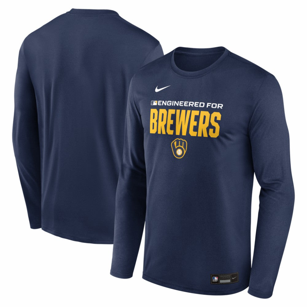 Milwaukee Brewers Authentic Collection Legend Dri-FIT Long Sleeve T-Shirt - Navy | Nike